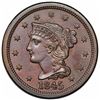 Image 1 : 1845 Braided Hair Large Cent, N-9, R2, AU58.
