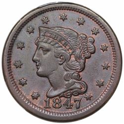 1847 Braided Hair Large Cent, N-22, R2, PCGS XF45.