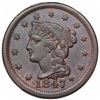Image 1 : 1847 Braided Hair Large Cent, N-22, R2, PCGS XF45.