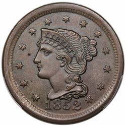 1852 Braided Hair Large Cent, N-3, R1, PCGS MS63BN.