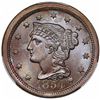 Image 1 : 1854 Braided Hair Large Cent, N-8, R1, PCGS MS66BN.
