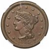 Image 1 : 1855 Braided Hair Large Cent, Upright 55, N-4, R1, NGC MS61BN.