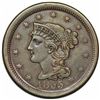 Image 1 : 1855 Braided Hair Large Cent, Upright 55, N-6, R3, AU53.