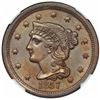 Image 1 : 1857 Braided Hair Large Cent, Small Date, N-2, R1, NGC MS64BN.