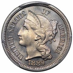 1889 Three Cent Nickel, PCGS PR67 CAC.