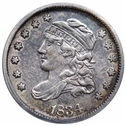 1834 Capped Bust Half Dime, V-4, LM-4, R1, ANACS EF40 details, cleaned.