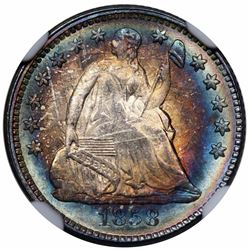 1858 Seated Liberty Half Dime, NGC MS63 CAC.