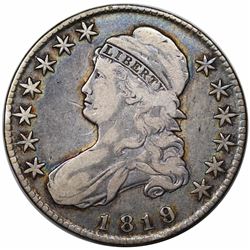 1819/8 Capped Bust Half Dollar, O-105, R2, VF20.
