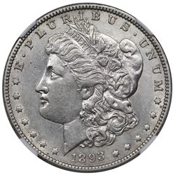 1893-O Morgan Dollar, NGC AU details, cleaned.