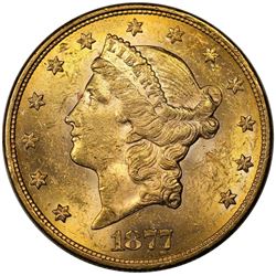 1877-S $20 Liberty, MS60.