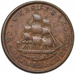 1841 Hard Times Token, Daniel Webster, Low 62, HT-20, XF40.