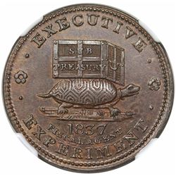 1837 Hard Times Token, Illustrious Predecessor, Low 18, HT-32, NGC MS62BN.