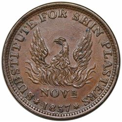1837 Hard Times Token, May Tenth, Low 48, HT-67, AU50.