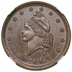 1863 Civil War Token, Army & Navy, Fuld 12/297a, NGC MS63BN.