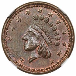 1864 Civil War Token, Union Forever, Fuld 51/342a, NGC MS65BN.