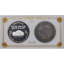 1974 Texas Numismatic Society Houston Convention Medals, 2 piece set in original case.
