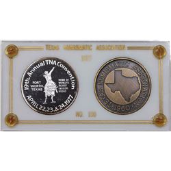 1977 Texas Numismatic Society Fort Worth Convention Medals, 2 piece set in original case.