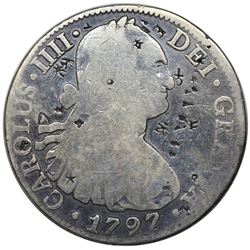 1797-Mo FM Mexico 8 Reales, Charles IV, VG, chopmarked.