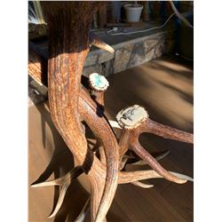 ANTLER HIGH TOP BAR TABLE W/TURQUOISE INLAY AND WSF LOGO