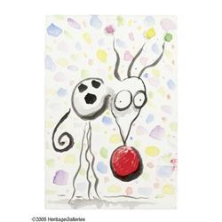 TIM BURTON, watercolor, Chihuahua with 