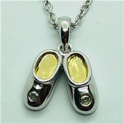 Silver Diamond Ladies Shoes Shaped Necklace, Suggested Retail Value $55