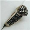 Image 1 : Silver Marcasite Antique Design Heart Shaped Ring, Suggested Retail Value $120