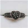 Image 2 : Silver Marcasite Antique Design Heart Shaped Ring, Suggested Retail Value $120