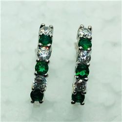 Silver Simulated Emerald Earrings, Suggested Retail Value $30