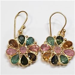 Silver Muti Color Tourmaline Earrings (~weight 3.02g), Suggested Retail Value $240 (Estimated Sellin