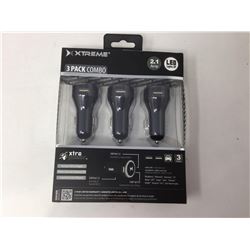 Xtreme 3 Pack USB Car Charger Combo
