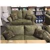 Image 1 : NEW Living room sofa suite includes Olive Green over stuffed pillow back design sofa with matching l