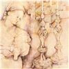 Image 2 : Brachi Horen, "Candle Prayer" Hand-Embellished Mixed Media with Goldleaf, Hand Signed with Certifica