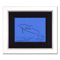 Wyland, "Dolphin" Framed Original Sketch, Hand Signed with Certificate of Authenticity.