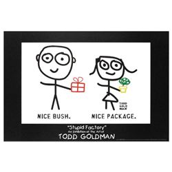 "Nice Package. Nice Bush." Fine Art Litho Poster (36" x 24") by Renowned Pop Artist Todd Goldman.