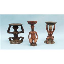 A lot of 3 African tribal earthenware nude figure