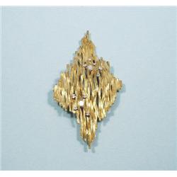 A modernist 18 kt. gold pendant brooch set with s