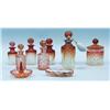 Image 1 : A 9 piece French Baccarat ruby crystal toilet set