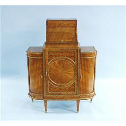An unusual antique English parquetry decorated sa