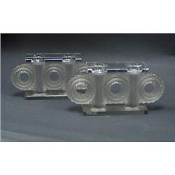 LALIQUE, FRANCE - A pair of unusual clear and fro