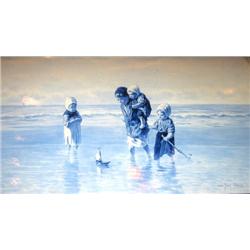 A 19th century Delft blue and white painting on p