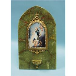 An unusual antique French medallion shaped onyx f