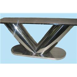 An unusual French chromed metal console table. Th