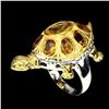 Image 2 : Natural Top Rich Yellow Citrine Turtle Ring