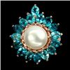Image 1 : Natural Pearl & Paraiba Blue Apatite Ring