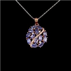Natural Oval  Violet-Blue Tanzanite Pendant