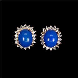 Oval Blue Fire Opal 10x8 MM Earrings