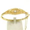 Image 1 : Hand Made 14k Yellow Gold 3 Old Mine Cut Diamond Open Bangle Bracelet