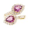 Image 2 : 3.36 ctw Pink Sapphire and Diamond Ring - 14KT Yellow Gold