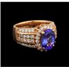 14KT Rose Gold 3.75 ctw Tanzanite and Diamond Ring