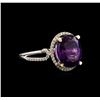 Image 1 : 14KT White Gold 3.95 ctw Amethyst and Diamond Ring